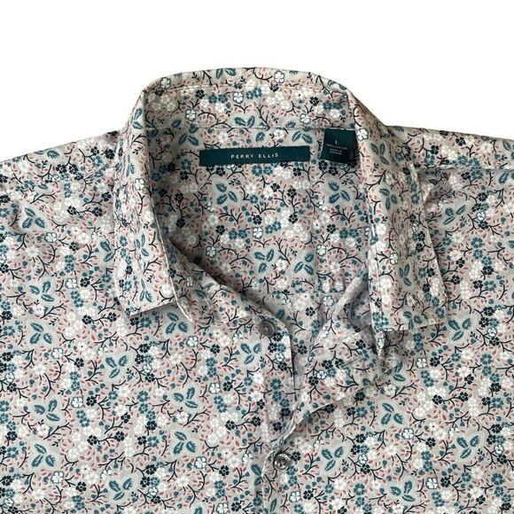Perry Ellis Floral Button-Down Shirt Sz L - Picture 3 of 12